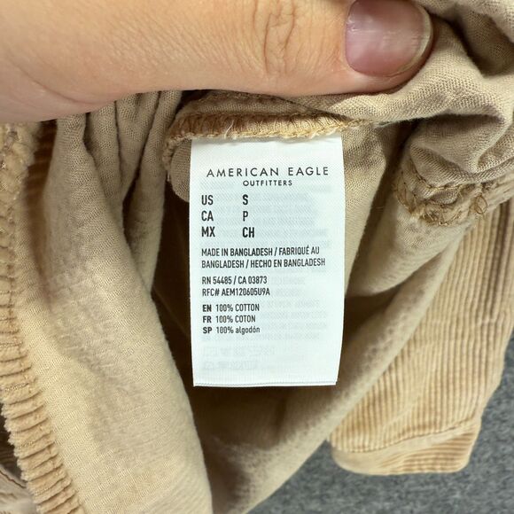 New American Eagle Shirt Women S Small Beige Button Up Collared Long Sleeve - Picture 5 of 8